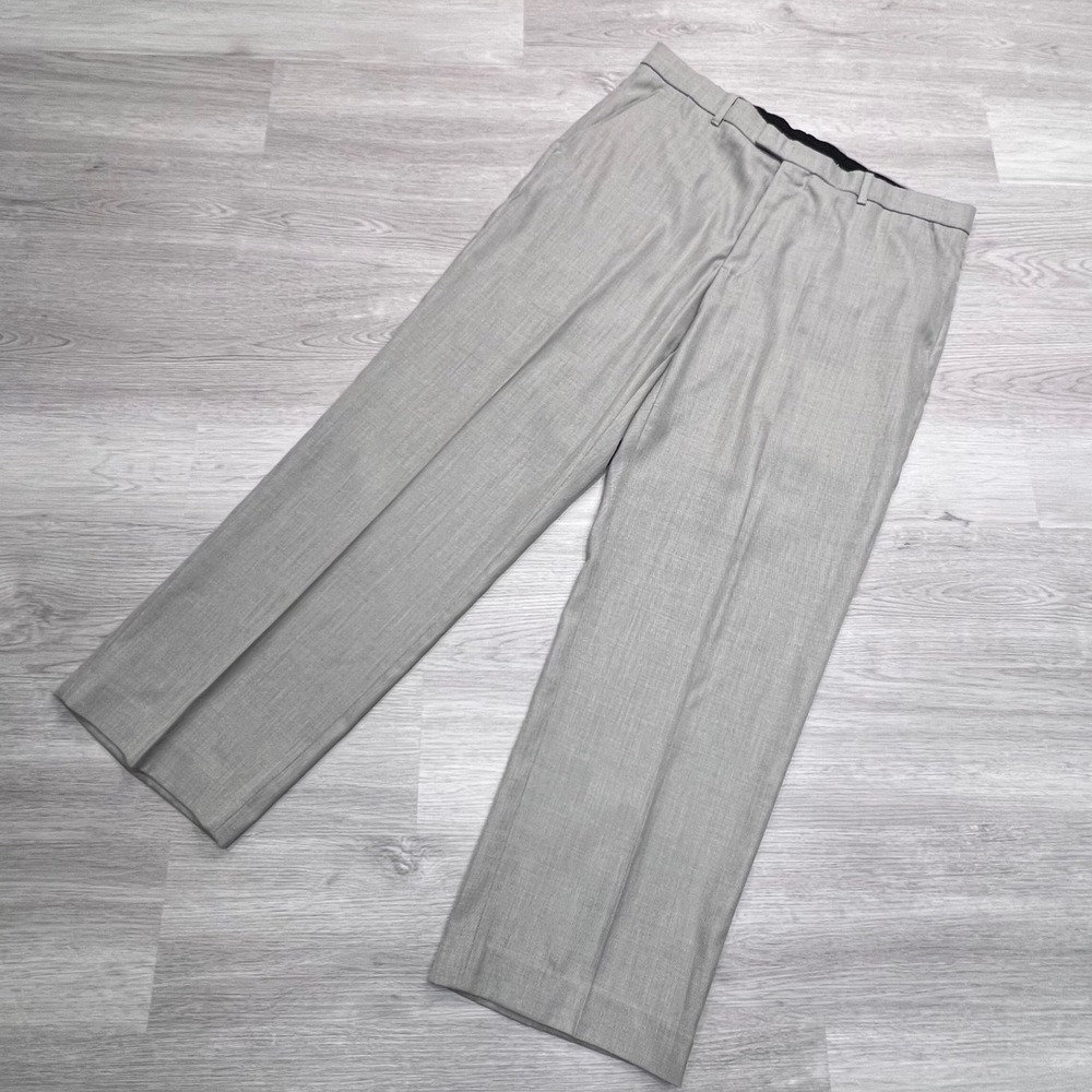 Perry‎ Ellis Portfolio Mens Light Gray Flat Front Dress Pants 36x29 PGCS040